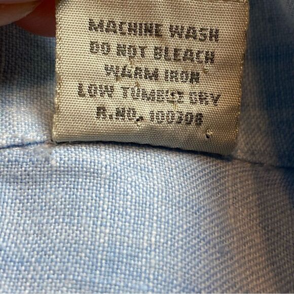 Peter Millar Light Blue 100% Linen Long Sleeve Button Down Shirt Size Medium - Picture 6 of 11